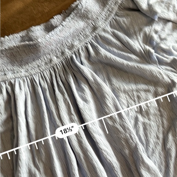 Free people light blue tattered off the shoulder blouse - Picture 2 of 5